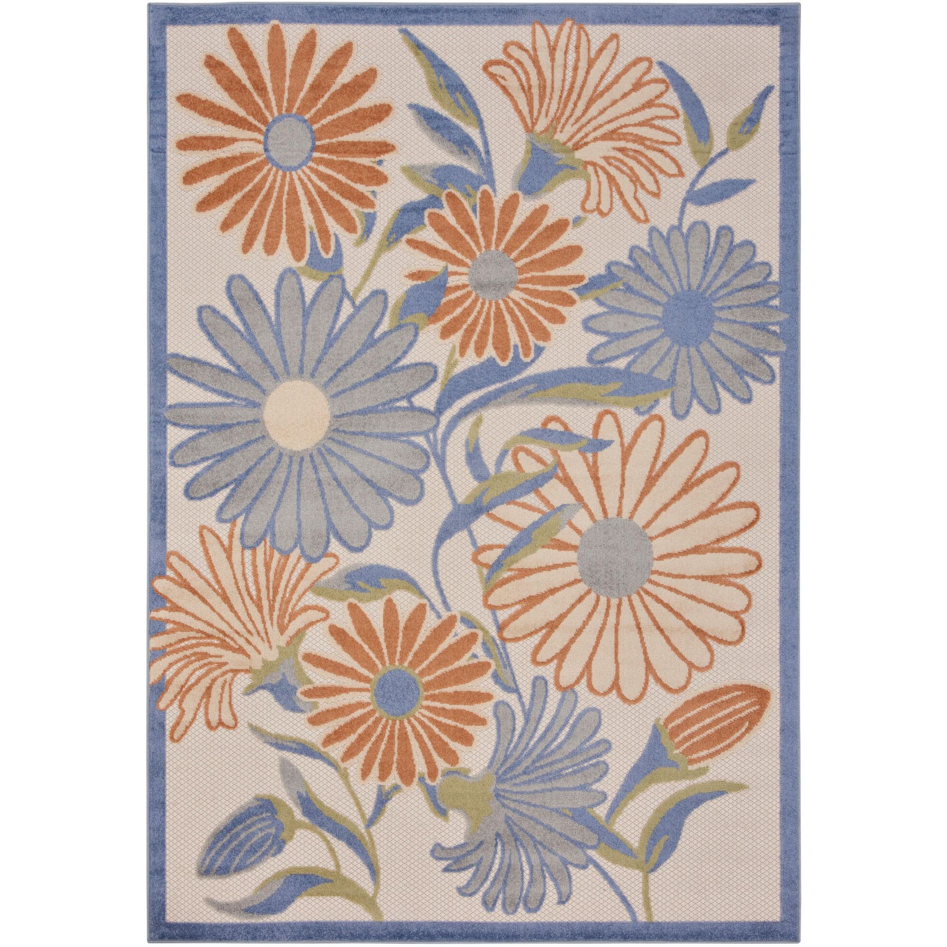 Nourison Aloha 6' x 9' Beige Multicolor Contemporary Floral Flatweave Indoor/Outdoor Area Rug