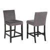 Roundhill Furniture Cobre Contemporary Velvet Counter Stool with Nailhead Trim, Gray, Set of 2 - 2 of 4