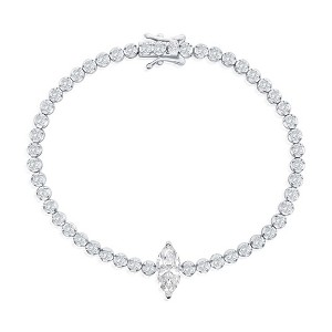 Bella Silver Sterling Silver, Marquise & Round CZ Tennis Bracelet - Silver - 7.25 Inch - 1 of 3