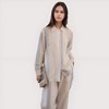 Anna-Kaci Lounge Women's Striped Woven Pajama Set with Collared Long Sleeve Top and Cuffed Wide Leg Pants - 2 of 4