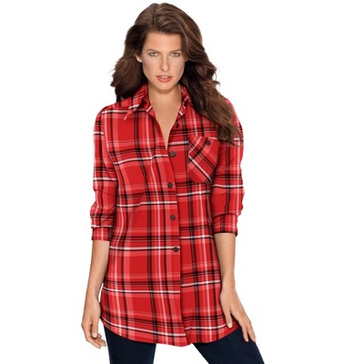 Roaman's Women's Plus Size Plaid Flannel Tunic