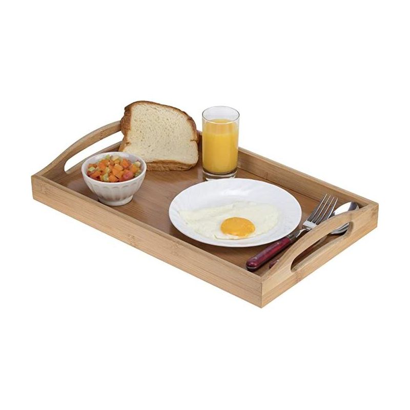 Bamboo Serving Tray with Handles - Serving platters Great for Tea Tray, Dinner - Wooden Tray with Handles - Coffee Table Tray for Breakfast HomeItUsa, 3 of 6
