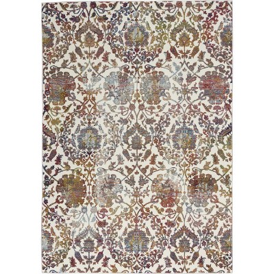 Global Vintage GLB06 Ivory/Blue Area Rug Colorful Vintage Damask By Nourison