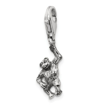 Black Bow Jewelry Sterling Silver Monkey Clip-on Bead Charm