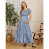 lxt-Women's Puff Sleeve Ruffle Layered Smocked Maternity Dress - 3 of 4