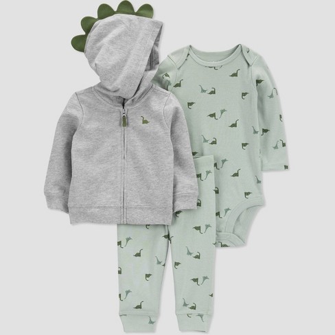 Carter's Just One You® Baby Boys' Dino Long Sleeve Top & Bottom Set - Green - image 1 of 4