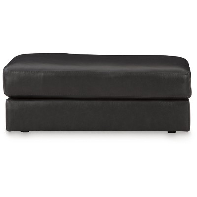 Amiata Black Leather Contemporary Rectangle Ottoman