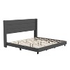 Emma and Oliver Modern Channel Stitched Upholstered Platform Bed with Wingback Headboard and Wooden Support Slats; No Box Spring Needed - 2 of 4