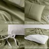 Olive Green King Duvet Cover Set - 3 - Piece Pintuck Pleated, Lightweight, Soft Microfiber - 4 of 4