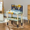 Infurnic Baby Activity Gyms Kids Wooden Tool Bench, Kids Workbench Playset, Pretend Play Toy Construction, Light Blue, 22.8"*12.2"*30.5" - 3 of 4
