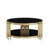 NicBex Stylish Double-Layer Metal Coffee Table with Tempered Glass Tabletop,Round End Table,Living Room Furniture - 3 of 4