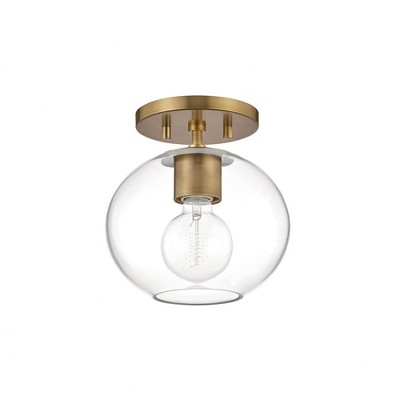 Mitzi Margot 1 - Light Semi-Flush Mount in  Aged Brass Clear Glass Shade  Shade