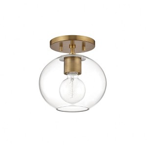 Mitzi Margot 1 - Light Semi-Flush Mount in  Aged Brass Clear Glass Shade  Shade - 1 of 1