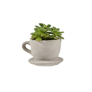 Slickblue Decorative Concrete Tea Cup Planter, Indoor Tabletop Flower or Succulent Pot with Saucer, 4"x3.5"x2.75" - 1 of 3