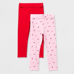 Toddler Girls' 2pk Adaptive Valentine's Day Leggings - Cat & Jack™ Light Pink/Red - 1 of 3