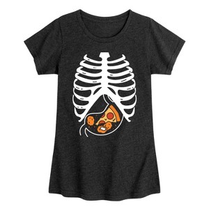 Girls' - Instant Message - Pizza Nuggets Skeleton Fitted Short Sleeve Graphic T-Shirt - 1 of 4
