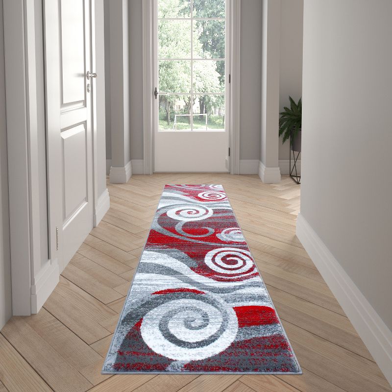Emma and Oliver Contemporary Swirl Plush Pile Accent Rug with Scraped Effect and Jute Backing, 3 of 7
