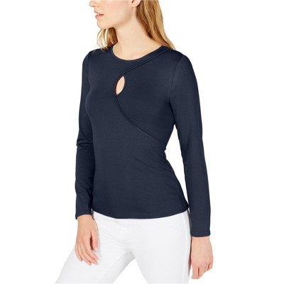 Vince Camuto Womens Keyhole Pullover Blouse