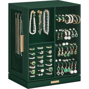 Jewelry Box 360° Rotating, with 5 Drawers, Glass Window, Vertical Jewelry Storage - 1 of 4
