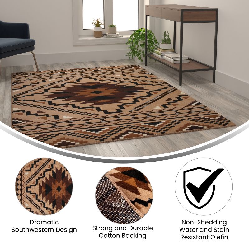 Flash Furniture Marana Collection Southwestern Area Rug - Olefin Rug with Cotton Backing - Entryway, Living Room, Bedroom, 6 of 11