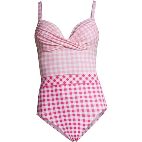 Lands' End Women's Chlorine Resistant Tummy Control Surplice Wrap Swim Dress  One Piece Swimsuit : Target