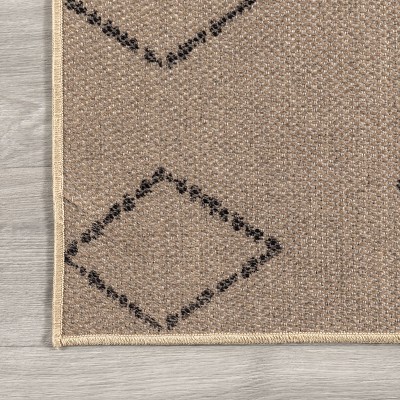 Beige Geometric Washable Synthetic Area Rug