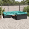 vidaXL 11 Piece Patio Sofa Set with Cushions Black Poly Rattan - 2 of 4
