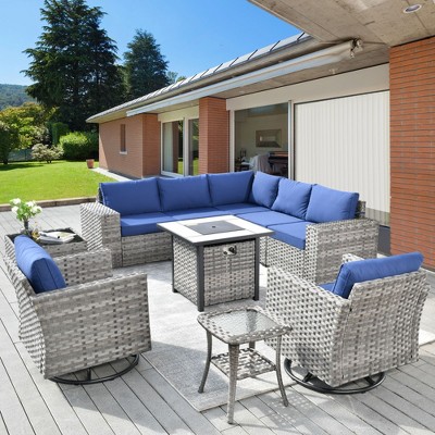 XIZZI Premium Outdoor Swivel Chair Sofa Set in 7 Colors, Modular Patio Seating with Swivel Chairs, Add-Ons Like Coffee Table and Fire Pit