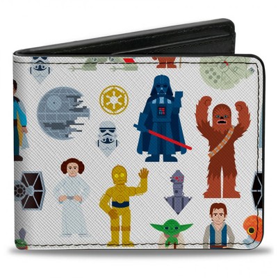 Adult Star Wars Classic Characters and Icons Collage Bi-Fold Wallet