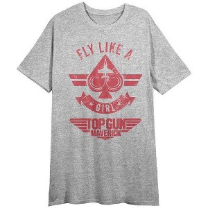 Top Gun Maverick Fly Like a Girl Women's Heather Gray Sleep Shirt - 1 of 1