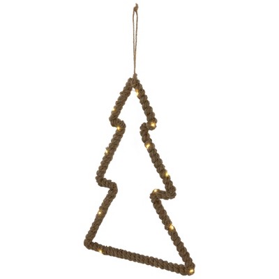 Rustic Jute Wrapped Metal Pine Tree Silhouette with Fairy Lights