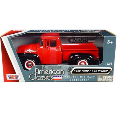 1956 Ford F-100 Pickup Truck Red and Black with Whitewall Tires "American Classics" 1/24 Diecast Model Car by Motormax