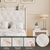 Floating Platform Bed Frame with LED Lights & Charging, Upholstered Headboard - 3 of 4