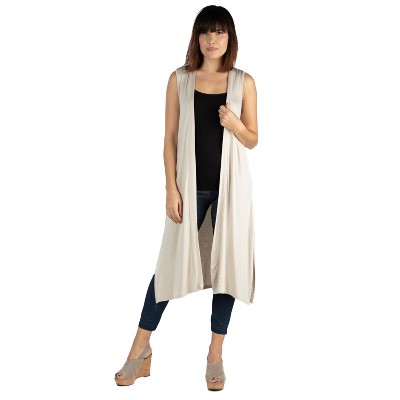 24seven Comfort Apparel Sleeveless Long Cardigan Vest