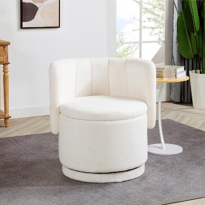 Akoasm Soft 360 Degree Swivel Accent Sofa & Chair With Storable Space For Living Room, Office & Bedroom-Beige