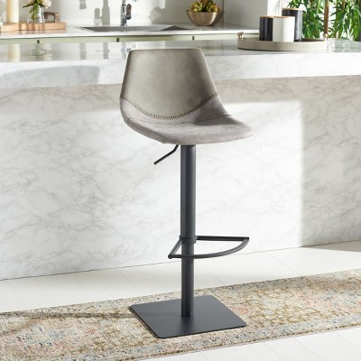 Adjustable Grey and Black Saddle Style Bar Stool