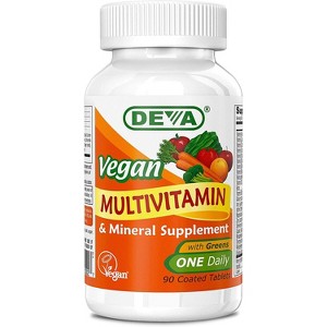 DEVA Vegan Multivitamin with Iron (90 Tablets Each) – Spirulina, Chlorella, Ashwagandha, Broccoli & More – 2 Pack - 1 of 4