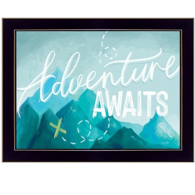 HomeRoots Adventure Awaits Black Framed Print Wall Art