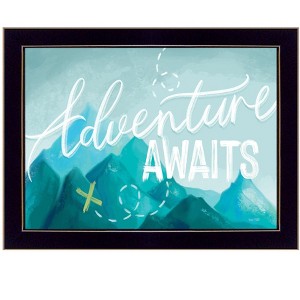 HomeRoots Adventure Awaits Black Framed Print Wall Art - 1 of 3