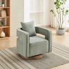 29"  Linen Blend Swivel Barrel Chair with Weathered Wood Base, Modern Open Back Accent Armchair for Living Room Bedroom-3irtyhousy - 2 of 4