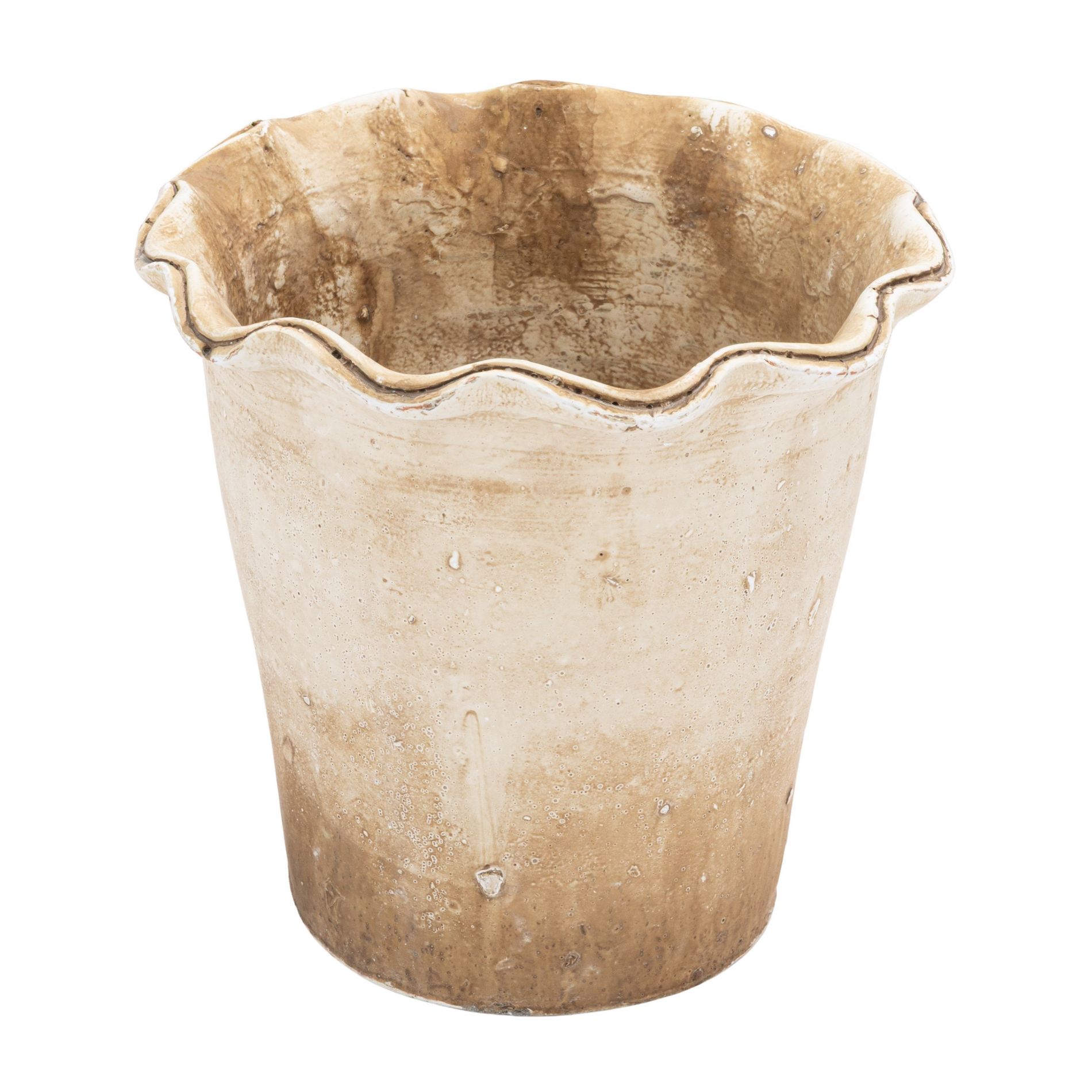 Storied Home Terra-cotta Planter with Ruffled Edge, Distressed Natural Finish