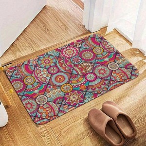 Mandala Bathroom Rugs Winter Bath Mat Absorbent Non Slip Bathroom Mat Christmas Soft Floor Carpet 16x20 Inches - 1 of 1