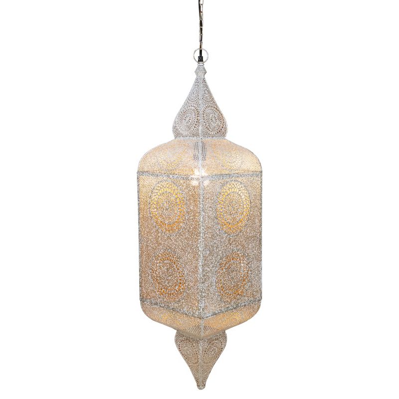 Northlight 35" White and Gold Moroccan Style Hanging Lantern Ceiling Light Fixture, 2 of 4