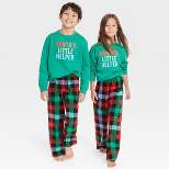 Kids' Buffalo Check Fleece Matching Family Pajama Pants - Wondershop™ Green/Red/Black