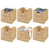 mDesign Hyacinth Woven Cube Bin Basket Organizer, Handles, 6 Pack, Natural/Tan - 2 of 4