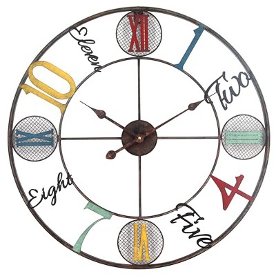 Yosemite Home Decor Whimsical Design Metal Wall Clock in Multi-Color