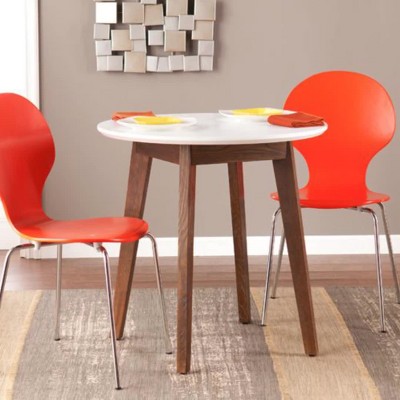 Oden Round White and Burnt Oak Wood Dining Table