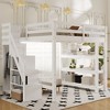 TiramisuBest Full Size Loft Bed with Shelves, Storage Staircase, Small Wardrobe and White LED Light - 2 of 4