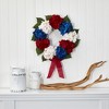 Nearly Natural 24-in Red, White and Blue Americana Hydrangea Artificial Wreath - 3 of 3