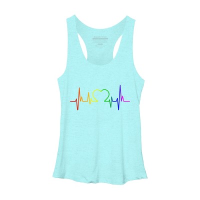 Adult Design By Humans Pride Heartbeat Rainbow By LuckyCharm99 Racerback Tank Top